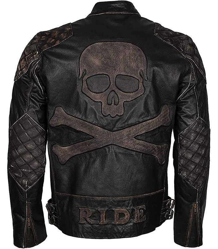 Skull and Bones Cow Rybuf Leather Jacket For Mens - Leather Jacket
